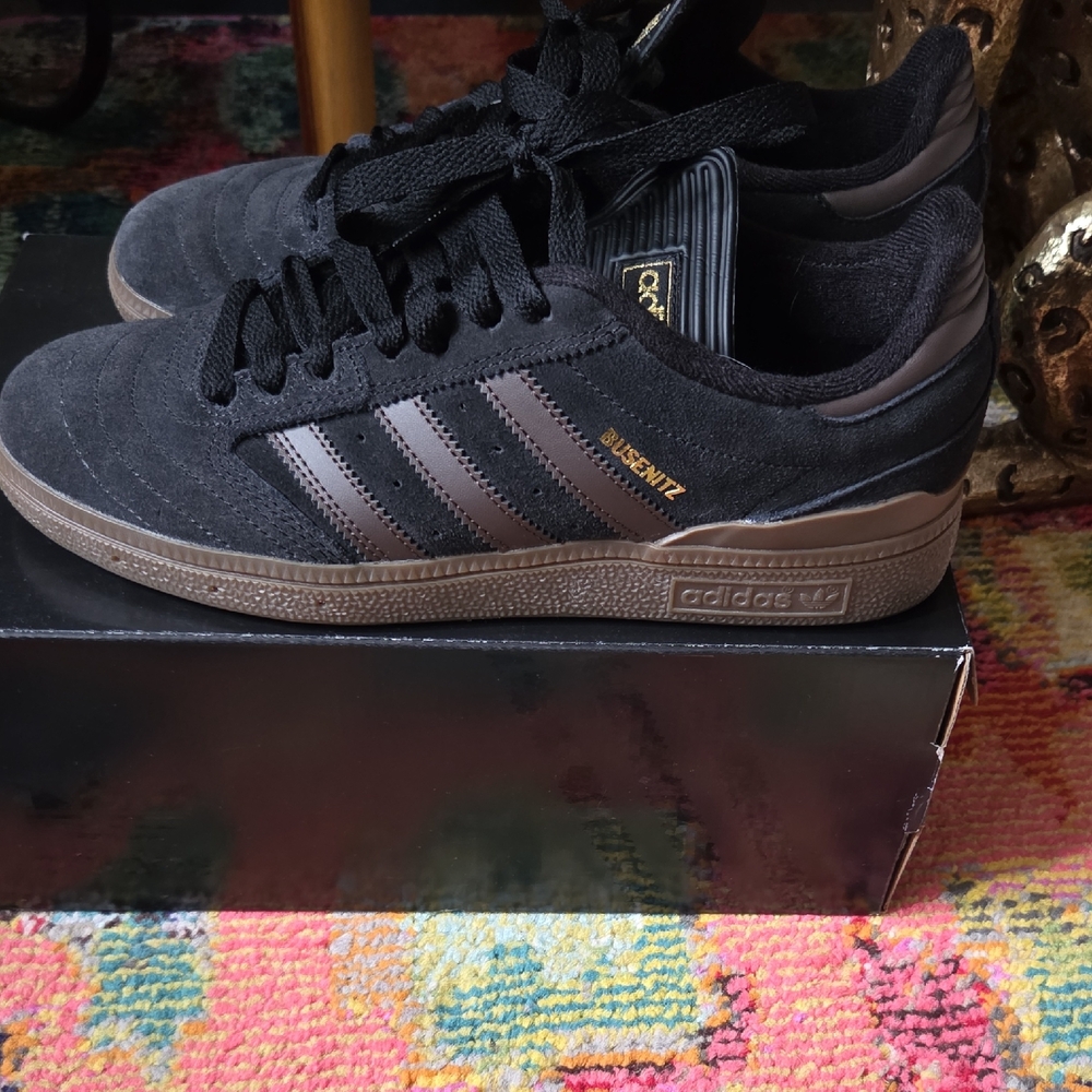 Adidas Black and Brown Busenitz Sneakers (Size 9-9.5W or 8M)